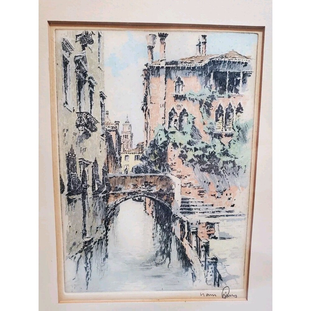 Vintage Framed Signed Hans Figura Venice Print
